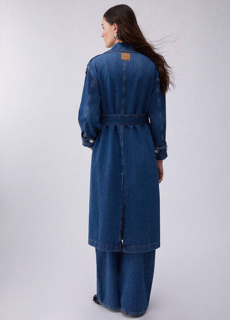 Long denim trench coat dark blue denim Liu Jo - medium