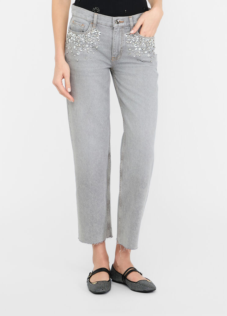 Straight-leg jeans with rhinestones grey denim Liu Jo - medium Straight-leg jeans with rhinestones grey denim Liu Jo - medium