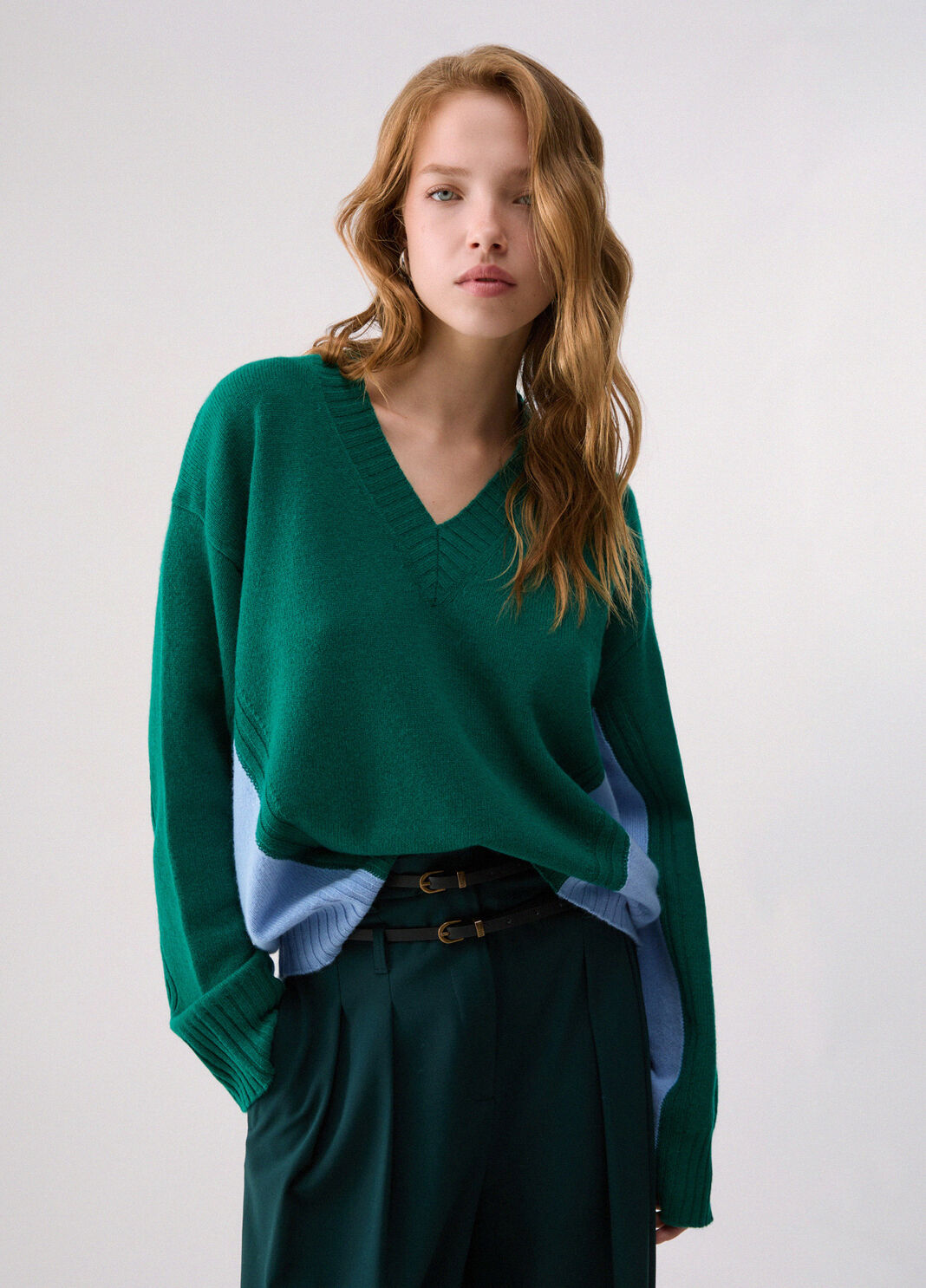 Knit colour-block in wool green Liu Jo - large image number 0