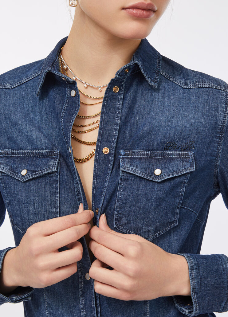 Рубашка из денима темный деним Liu Jo - medium