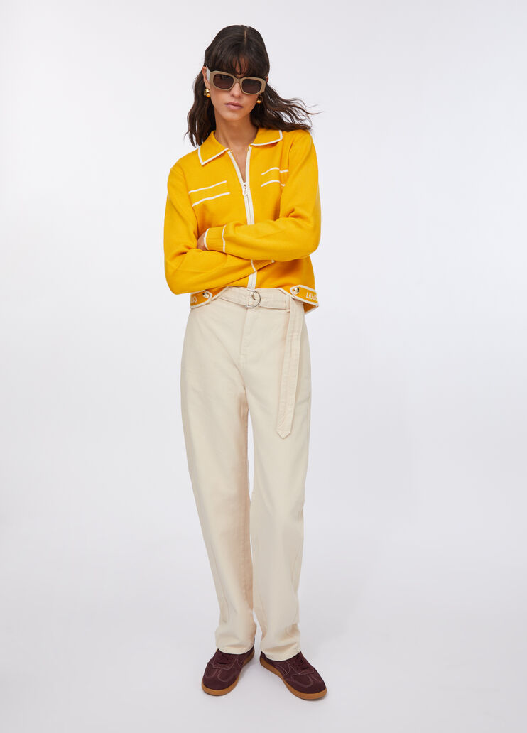 High-rise trousersrise light beige Liu Jo - large image number 4