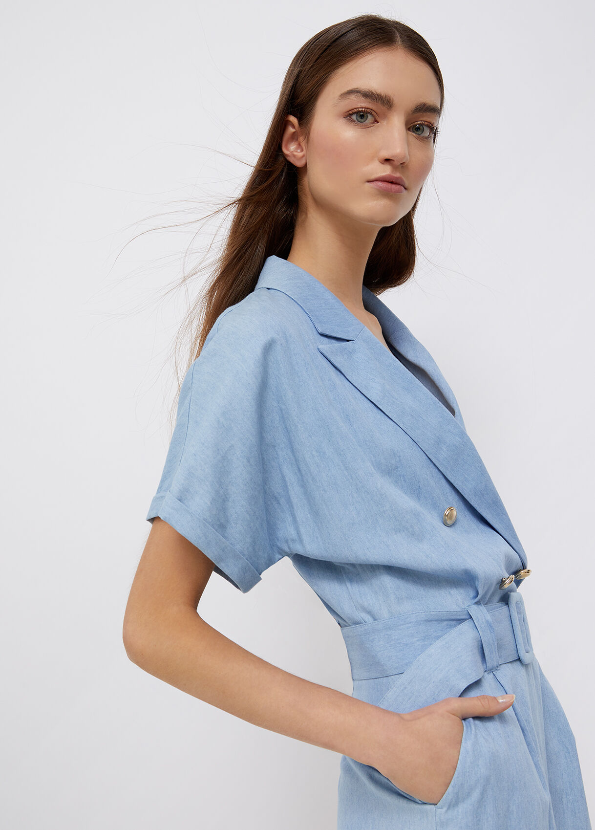 Short denim jumpsuit