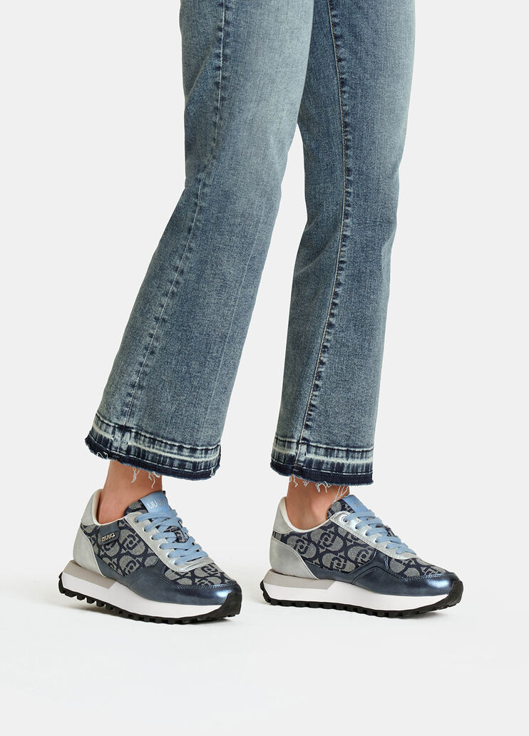Sneakers with jacquard monogram blue Liu Jo - medium