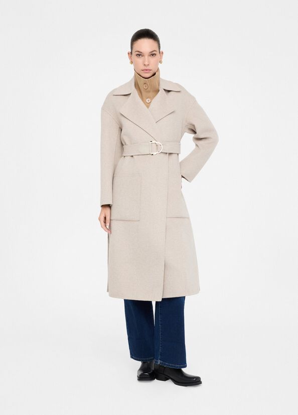 Manteau en laine avec ceinture beige Liu Jo - large image number 0