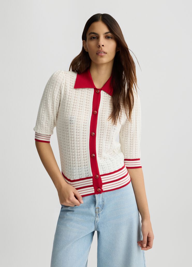 White and red knit cardigan white and red Liu Jo - medium White and red knit cardigan white and red Liu Jo - medium