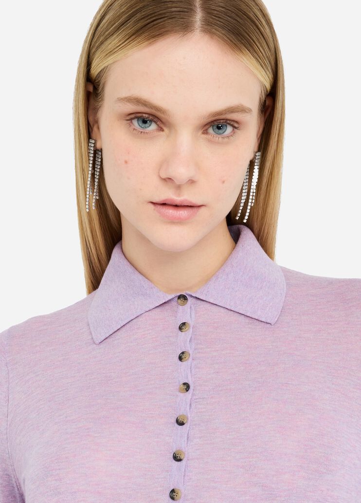 Cotton and cashmere polo shirt lilac Liu Jo - large image number 2 Cotton and cashmere polo shirt lilac Liu Jo - large image number 2