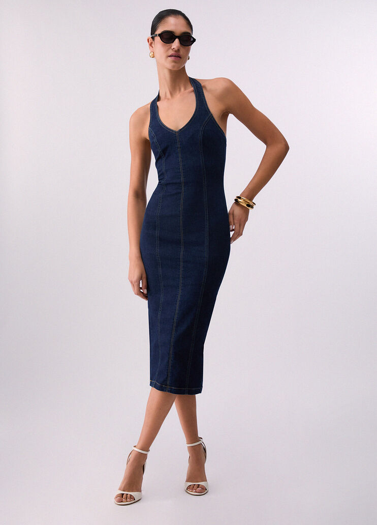 Midikleid aus Denim Dunkles Denimblau Liu Jo - medium