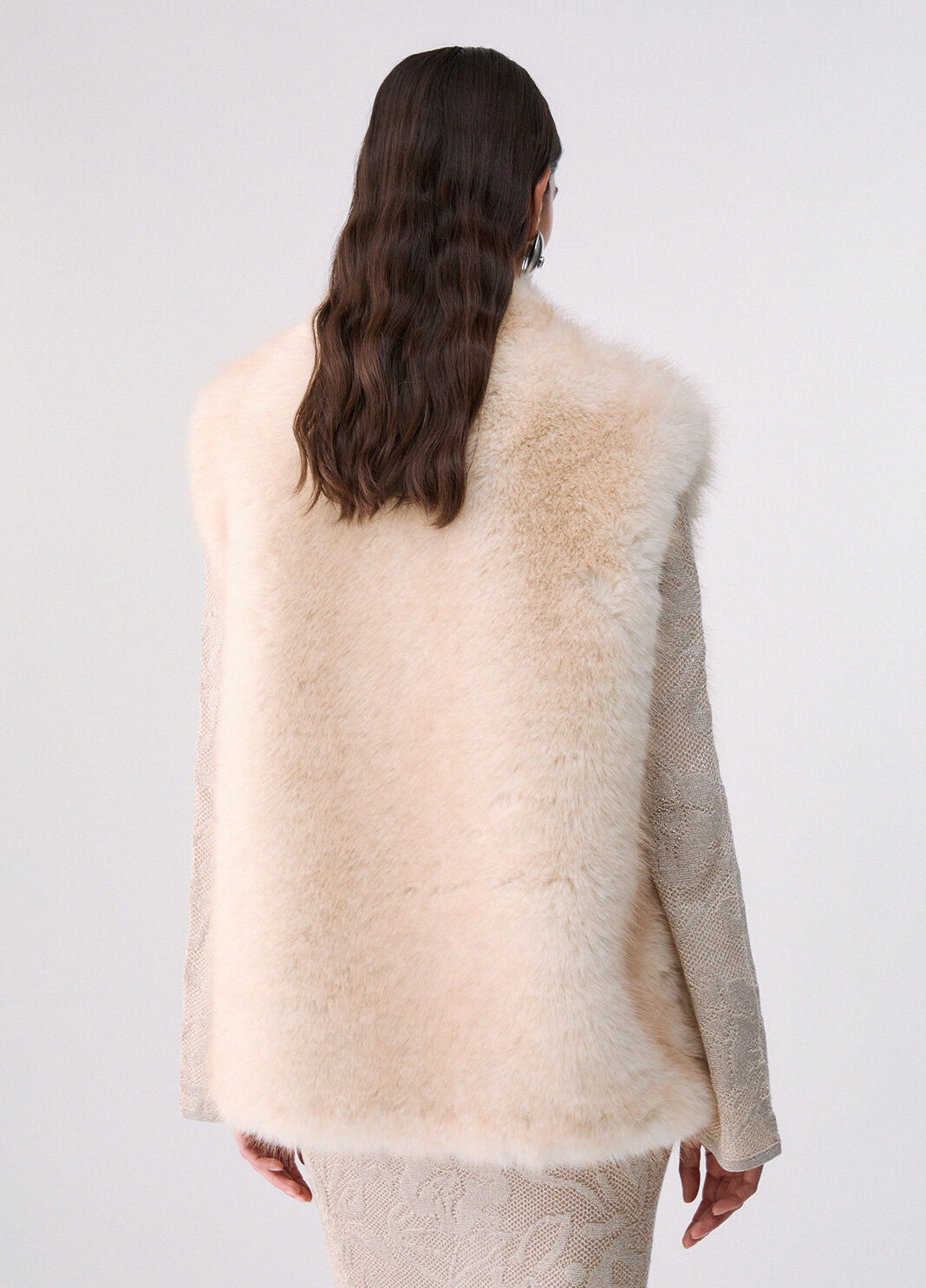 Faux Fur Vest with Belt cream Liu Jo - large image number 1