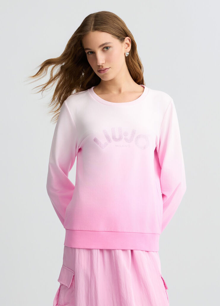 Sweatshirt with rhinestones pink Liu Jo - large image number 0 Sweatshirt with rhinestones pink Liu Jo - large image number 0