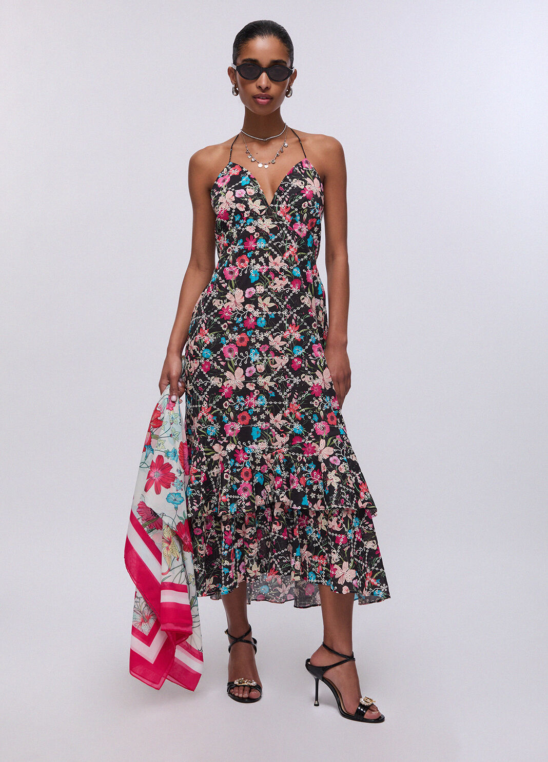 Gebl&uuml;mtes Kleid Schwarz gebl&uuml;mt Liu Jo - large image number 5