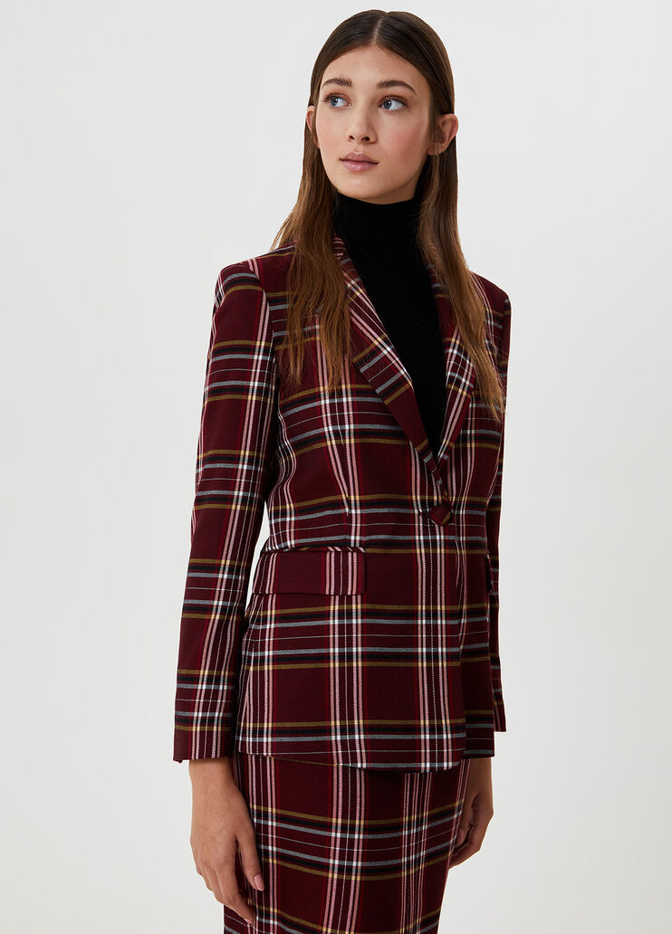 Long tartan blazer Red Liu Jo - large image number 0