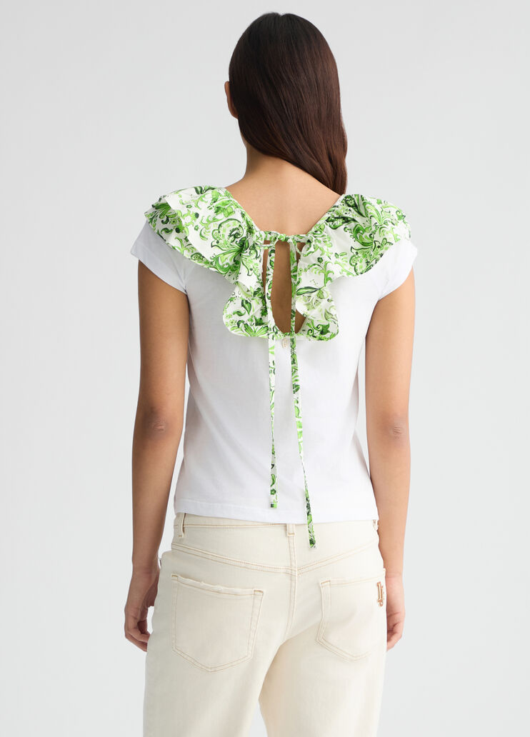 T-shirt with printed ruching white/green Liu Jo - large image number 1 T-shirt with printed ruching white/green Liu Jo - large image number 1