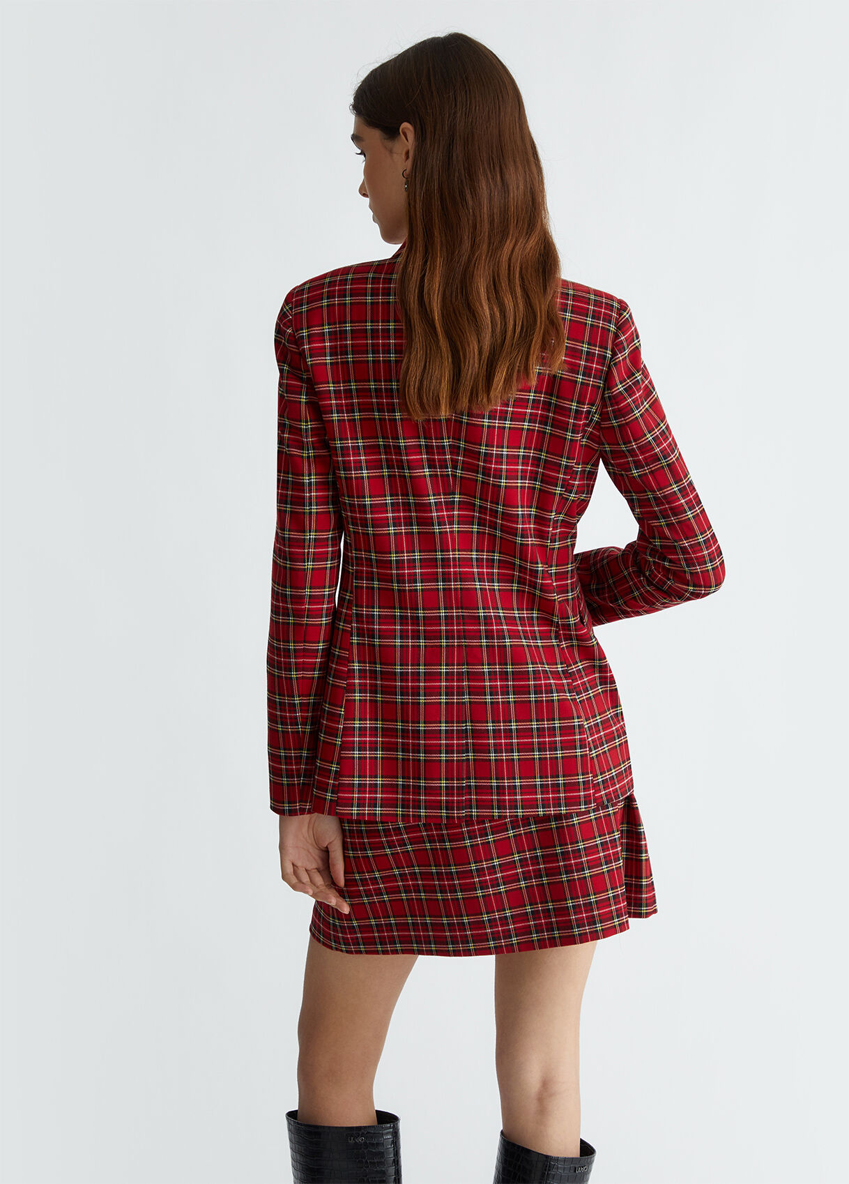 Red plaid blazer dress hotsell
