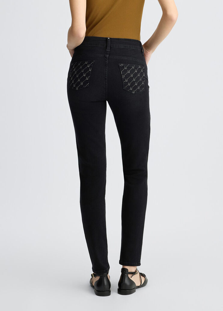 Black skinny jeans with rhinestones black denim Liu Jo - large image number 1 Black skinny jeans with rhinestones black denim Liu Jo - large image number 1