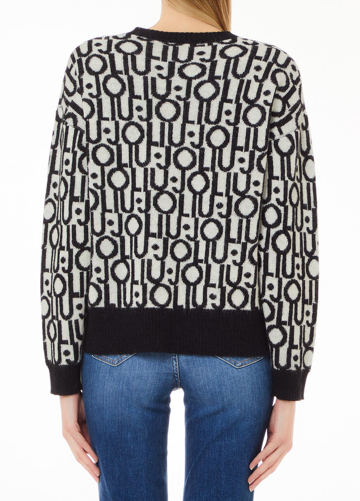 Maglia con logo jacquard bianco Liu Jo - medium