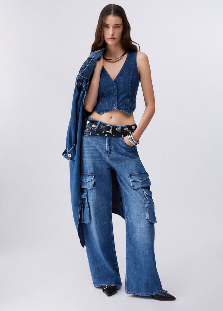 Cargo jeans dark blue denim Liu Jo - medium