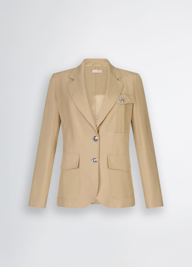 Cotton-blend blazer beige Liu Jo - large image number 6 Cotton-blend blazer beige Liu Jo - large image number 6