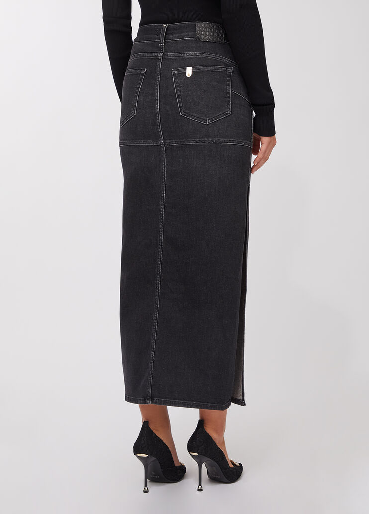 Denim skirt with slits black denim Liu Jo - large image number 1