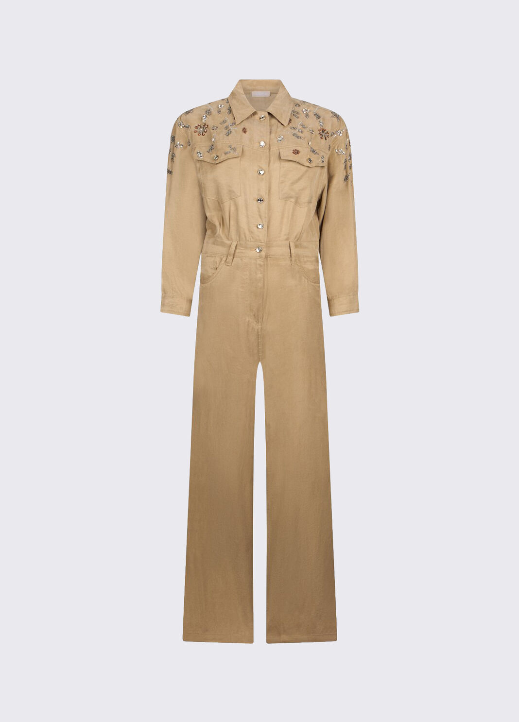 Jumpsuit with bejewelled embroidery light beige Liu Jo - large image number 6