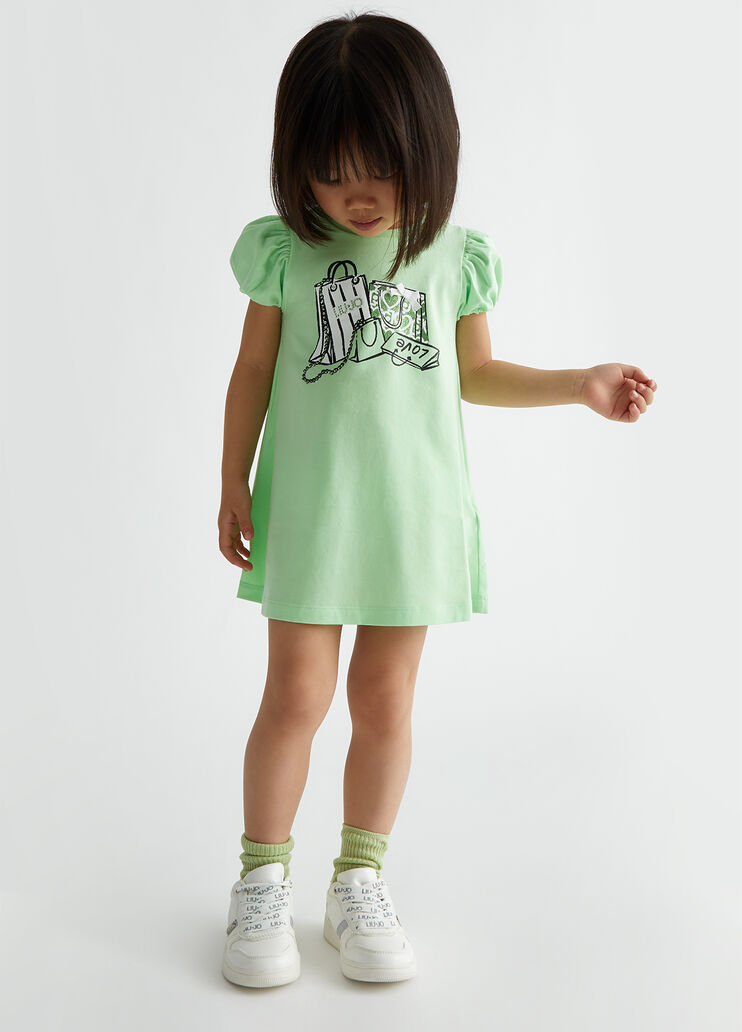 Vestido con estampado y strass verde Liu Jo - medium