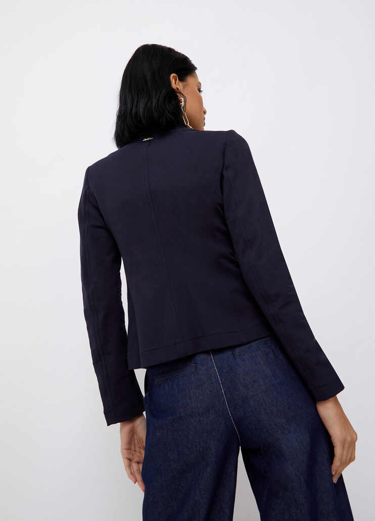 Приталенный блейзер из футера полуночно-синий Liu Jo - large image number 1