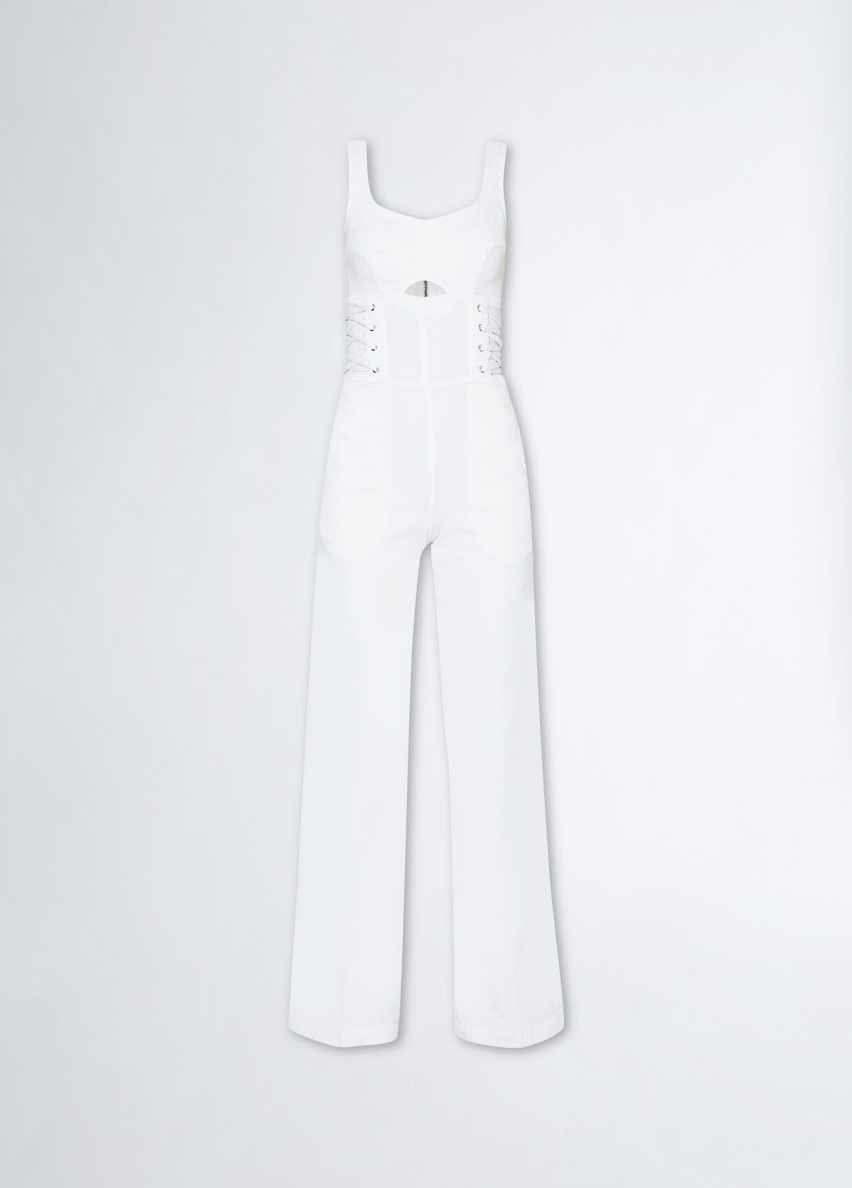 White sales stretch jumpsuit