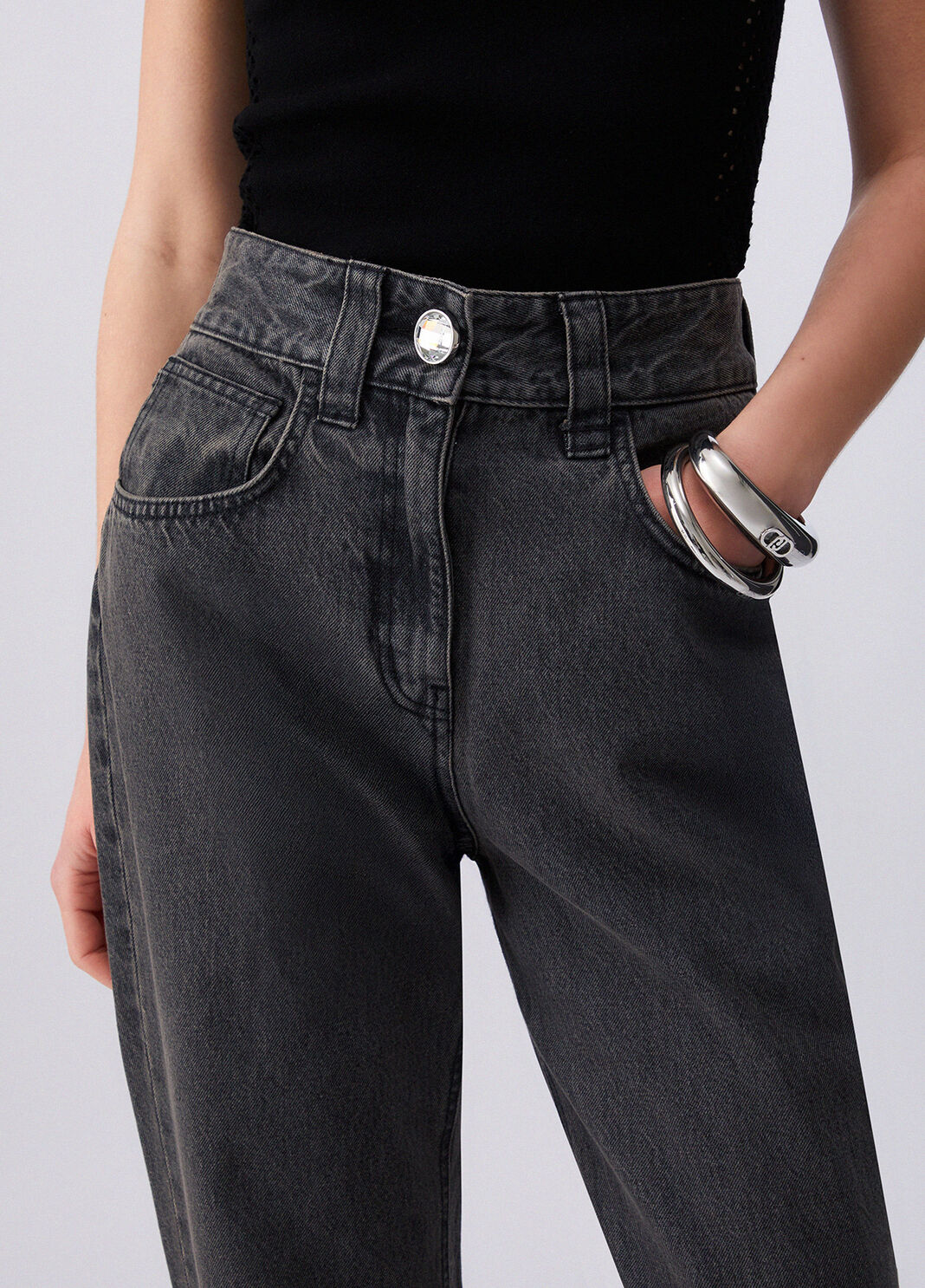 High-rise flared jeans black denim Liu Jo - large image number 4