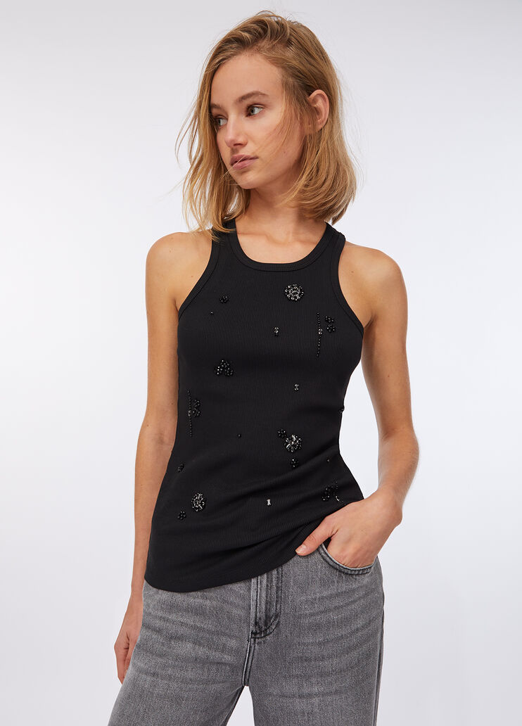 Top with bejewelled appliqués black Liu Jo - large image number 0