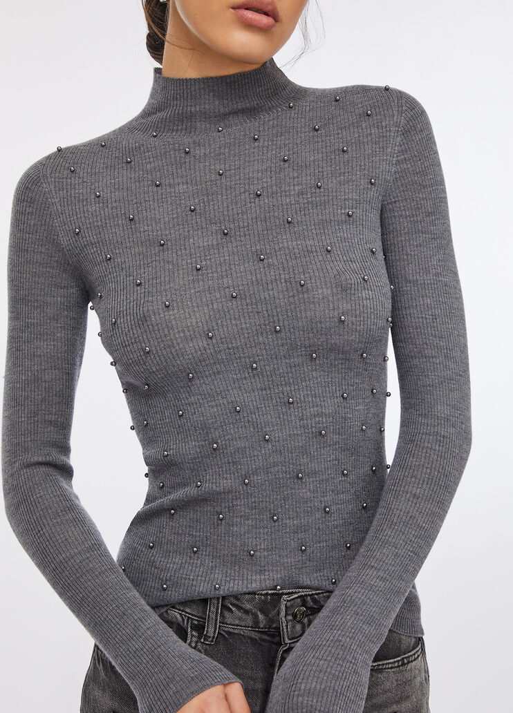 Pullover aus 100 % Wolle mit Applikationen Grau Liu Jo - large image number 2