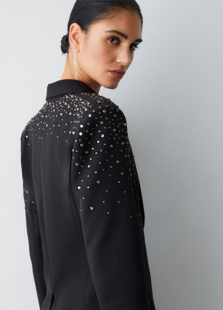 Slim fit blazer with jewel embroidery black Liu Jo - medium