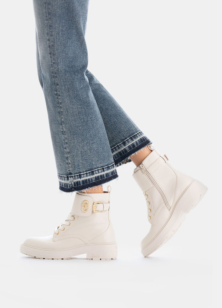 Leather combat boots milk Liu Jo - large image number 0