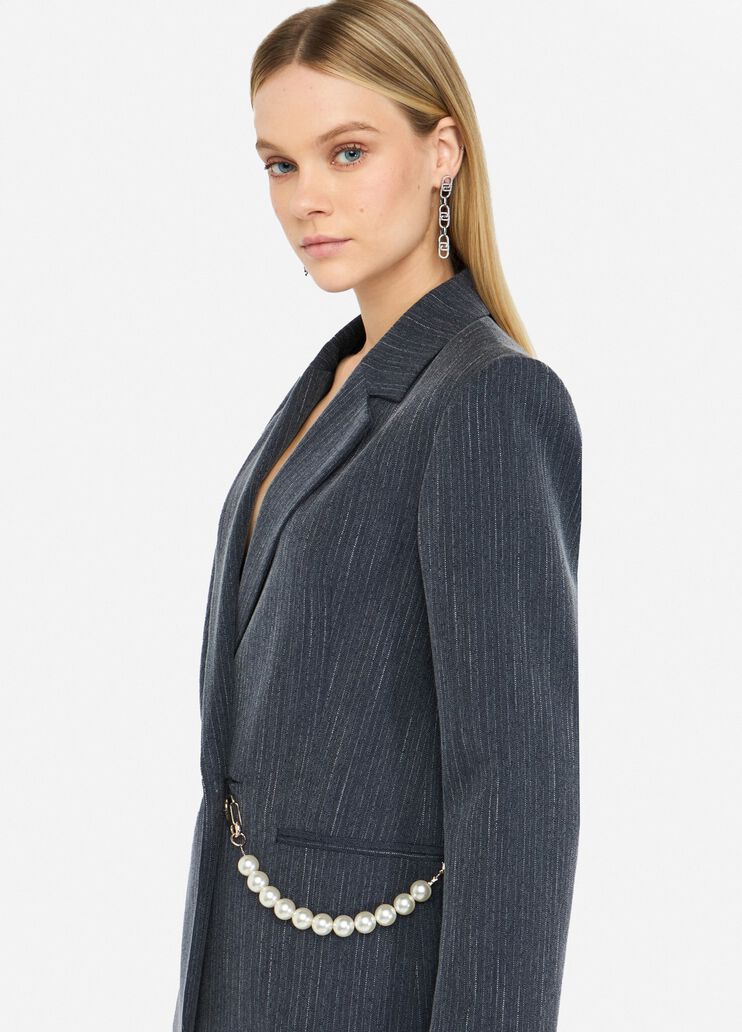 Flanellblazer mit Nadelstreifen Blau mit Nadelstreifen Liu Jo - large image number 3 Flanellblazer mit Nadelstreifen Blau mit Nadelstreifen Liu Jo - large image number 3