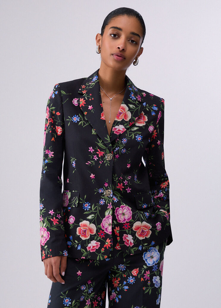 Blazer mit Blumenmuster Schwarz gebl&uuml;mt Liu Jo - medium