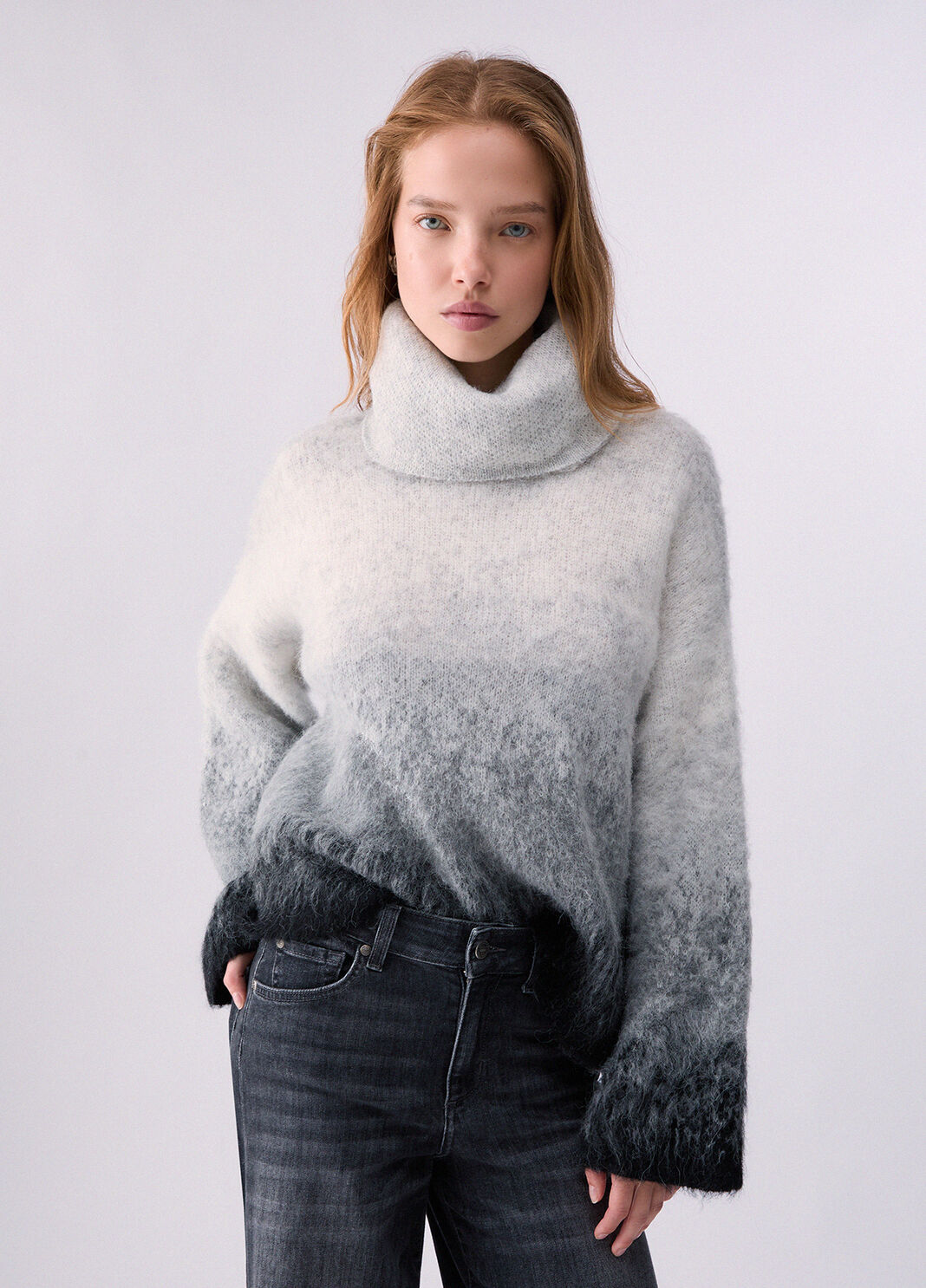 Brushed Wool Jacquard Turtleneck grey Liu Jo - large image number 0