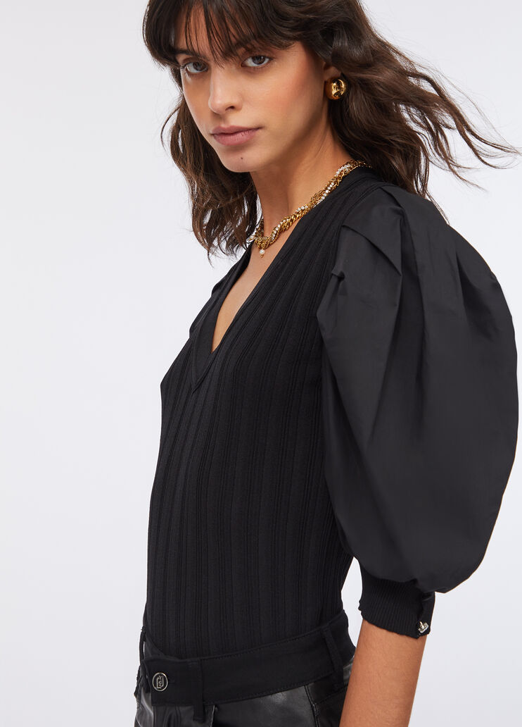 Top à manches ballon noir Liu Jo - large image number 4