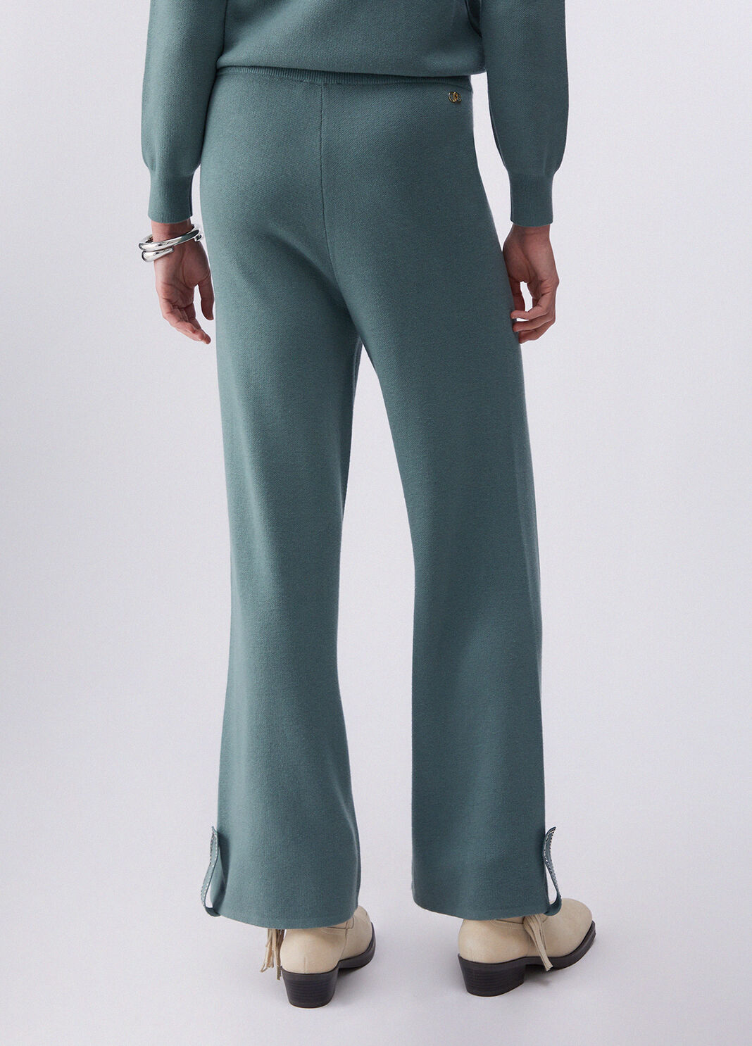 Pantal&oacute;n de punto con abalorios verde militar Liu Jo - large image number 1