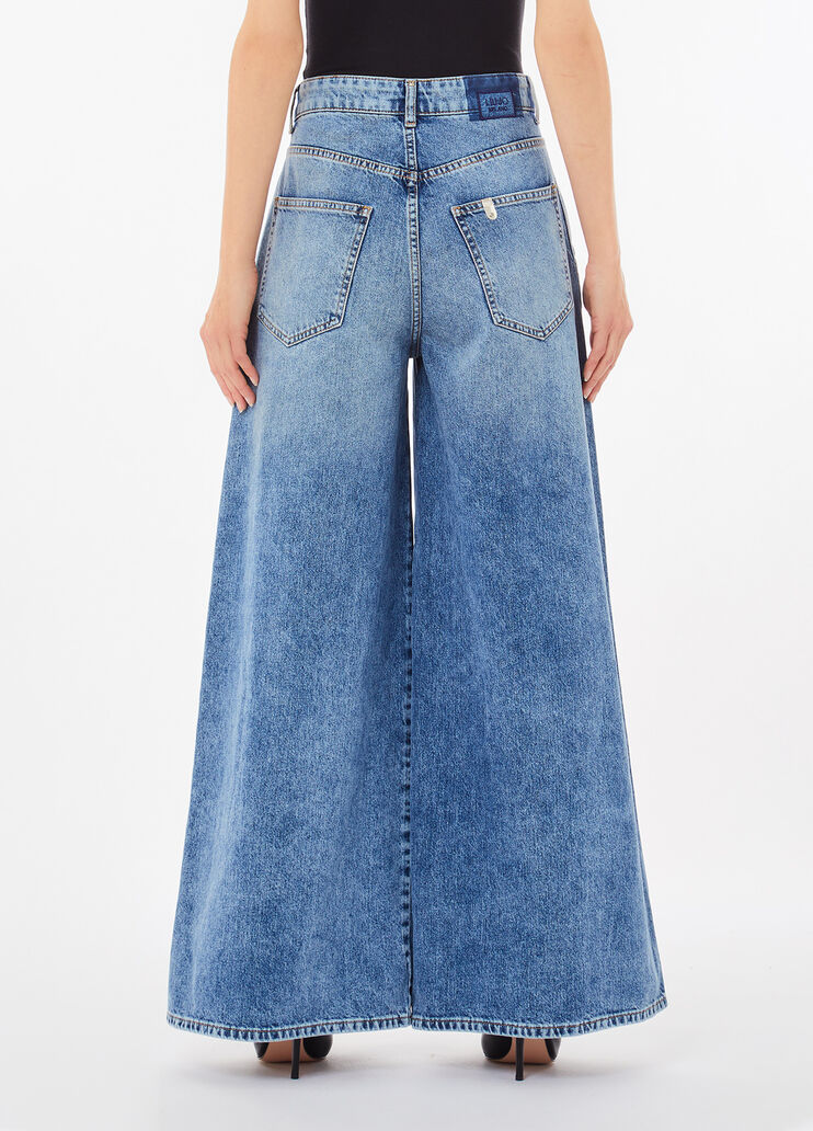 Jean &eacute;vas&eacute; &agrave; taille haute denim bleu fonc&eacute; Liu Jo - medium