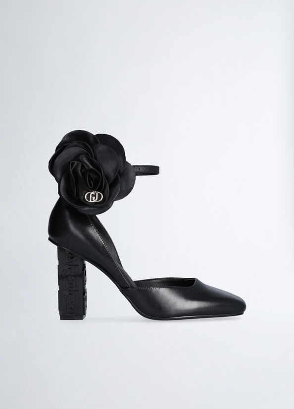 Leather court shoes with flower detail black Liu Jo - medium