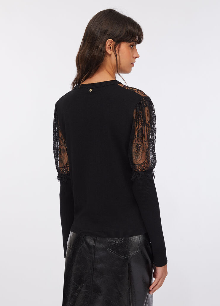 Jumper with lace black Liu Jo - large image number 1