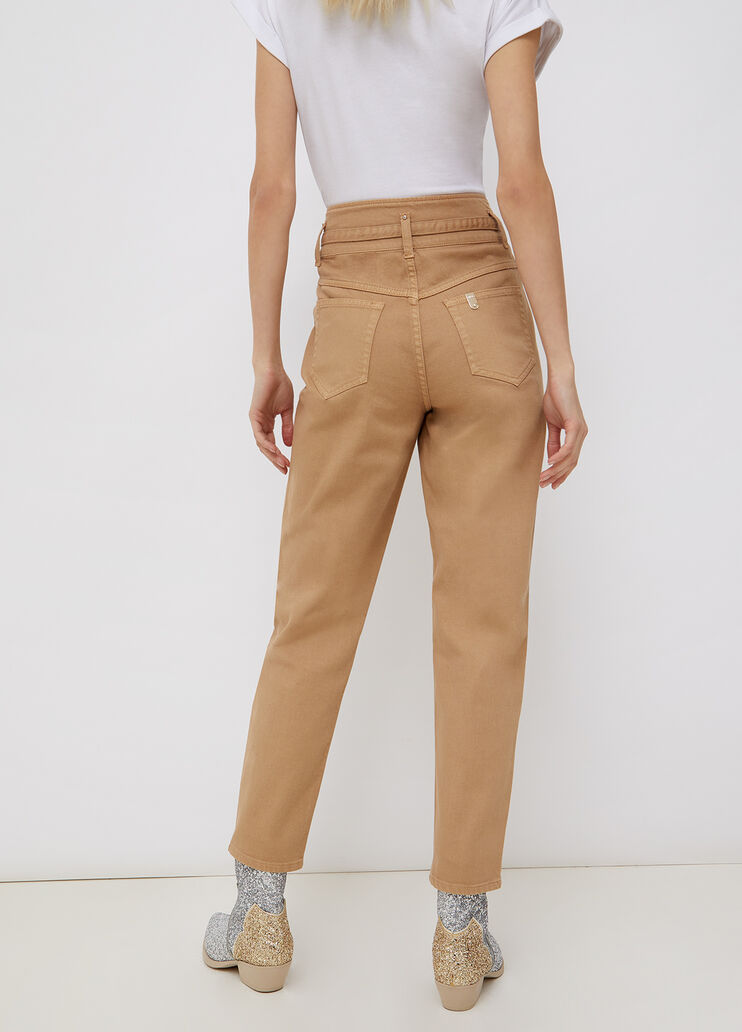 High-rise trousers with belt camel Liu Jo - large image number 1 High-rise trousers with belt camel Liu Jo - large image number 1