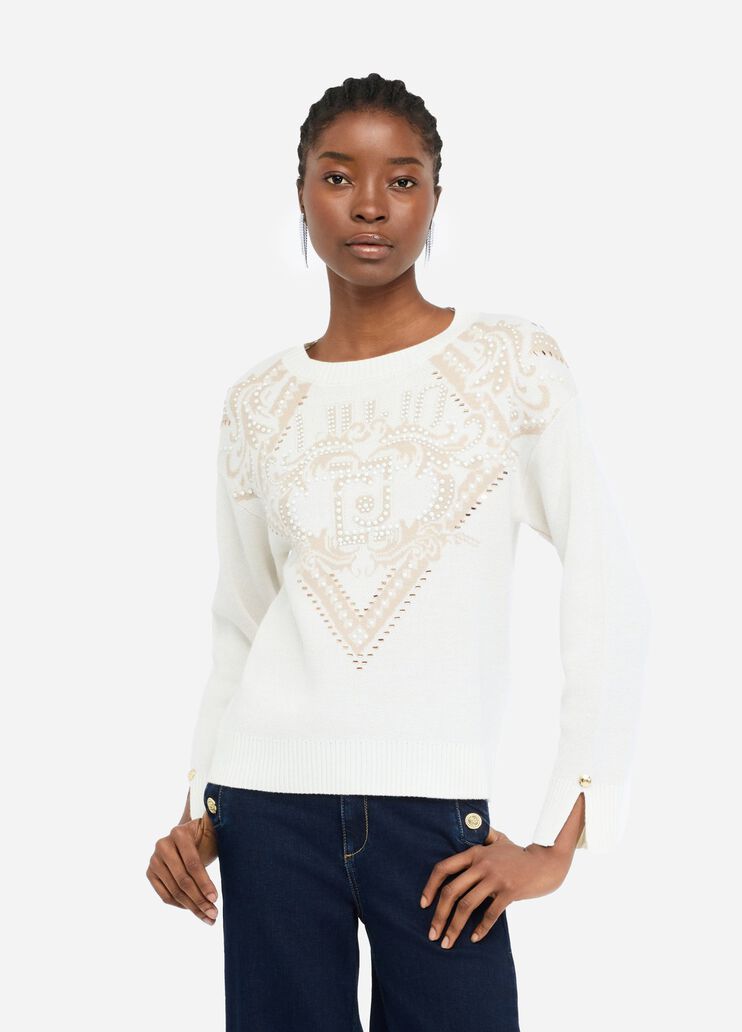 Jacquard wool sweater white Liu Jo - medium Jacquard wool sweater white Liu Jo - medium