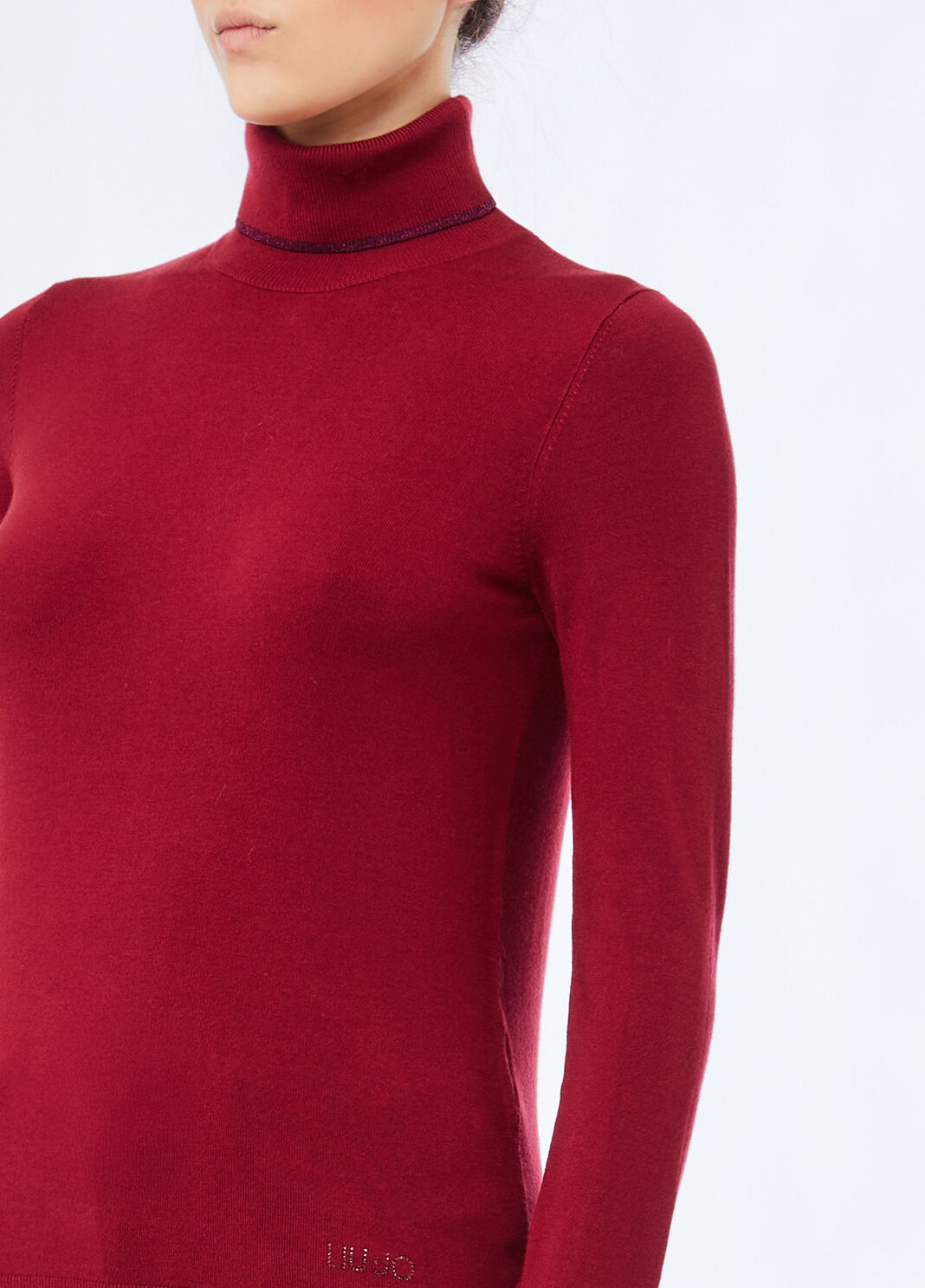 Polo-neck with lurex&reg; details red Liu Jo - large image number 2