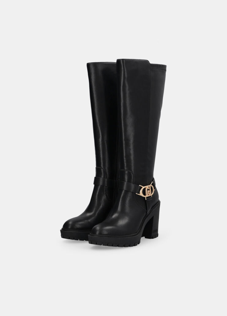 Knee-high leather boots black Liu Jo - large image number 1 Knee-high leather boots black Liu Jo - large image number 1