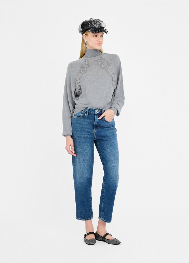 Wool turtleneck with lace grey Liu Jo - large image number 5 Wool turtleneck with lace grey Liu Jo - large image number 5