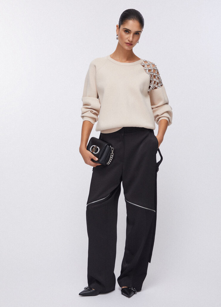 Pull avec broderie de pierres blanc Liu Jo - large image number 5