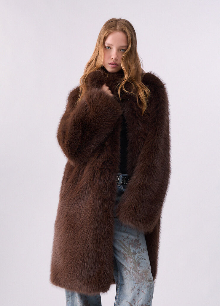 Faux Fur Coat dark brown Liu Jo - medium
