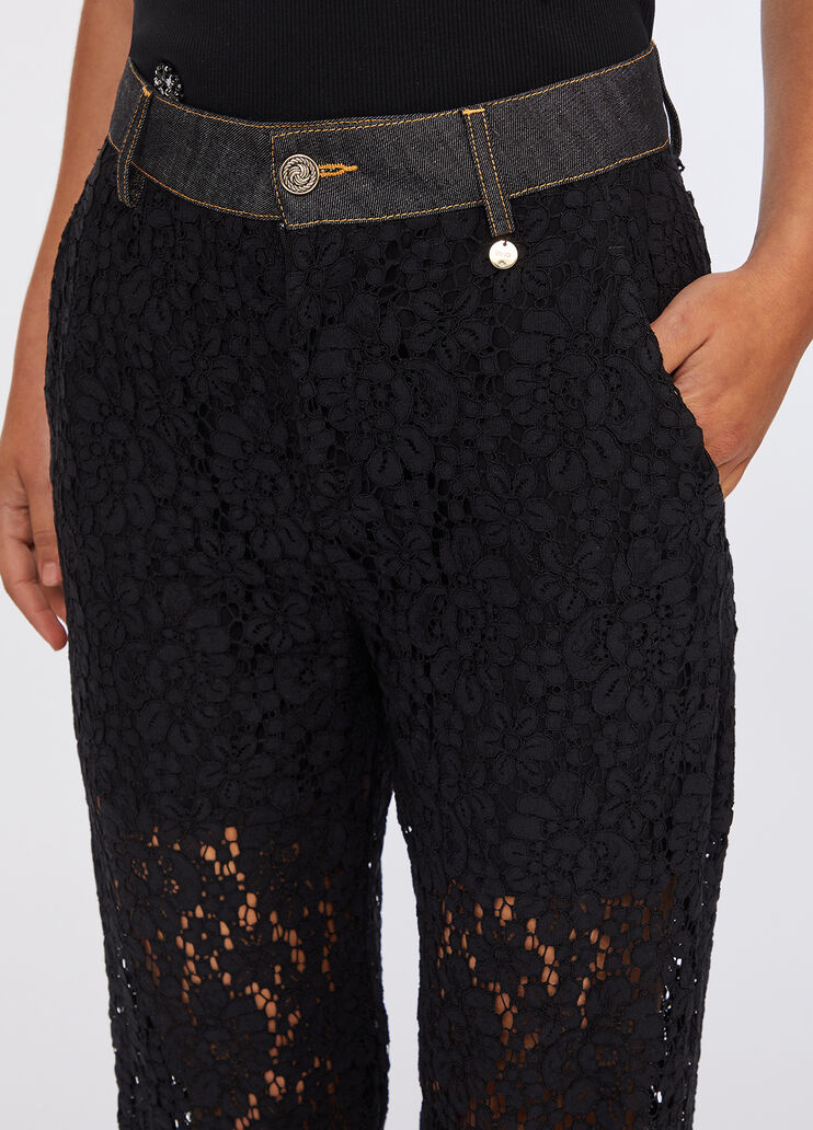 Lace trousers black denim Liu Jo - large image number 2 Lace trousers black denim Liu Jo - large image number 2