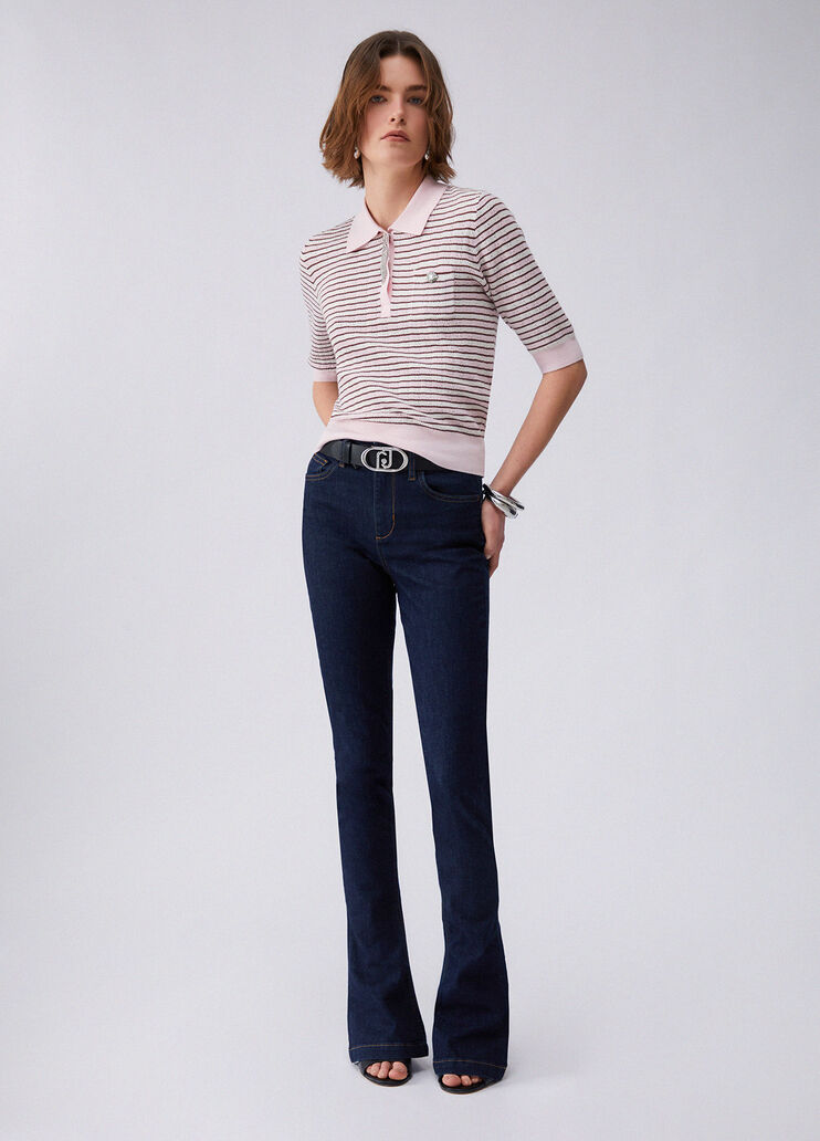Jersey a rayas con detalles joya rosa Liu Jo - medium