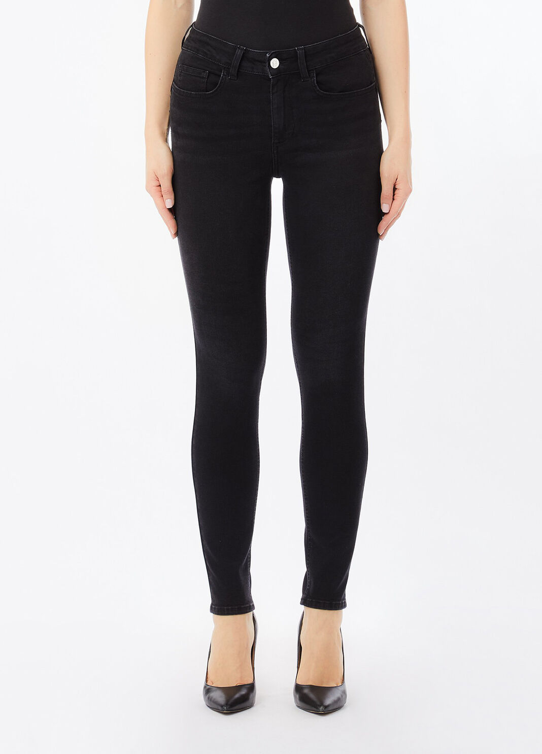 Skinny-Jeans mit hohem Bund Denim-Schwarz Liu Jo - large image number 0