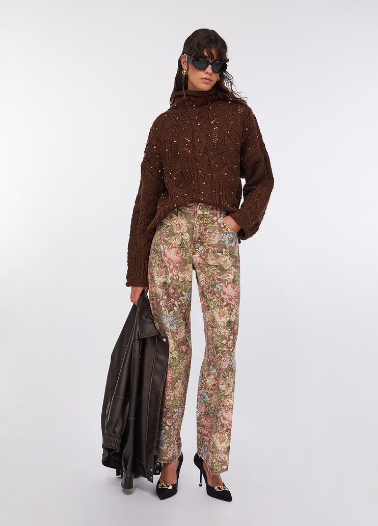 Polo-neck with gemstones chocolate Liu Jo - large image number 5